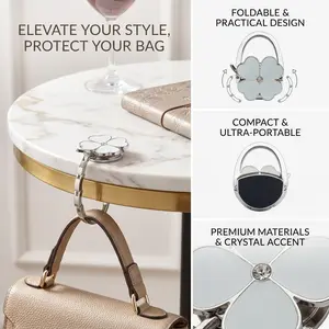 Portable Foldable Purse Holder, Clover Decor Table Handbag Hanger, Lightweight Travel Bag Hook, Universal Hanger for Indoor Outdoor Use