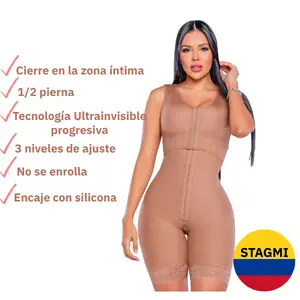 STAGMI La Afortunada Ultra Invisible Progresive Faja with Bra Cocoa Plain Design 3 Adjustable Fit Levels Skin Protection Comfortable Waist Cinching Hip Lifting Shaping