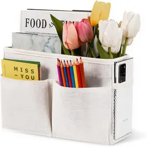 P-OMT024   Bedside Caddy White Bedside Hanging Storage Basket Bed Caddy for Headboards Bunk Dorm Rooms Crib Beds Rails Organizer (White) Hangable Light Blue