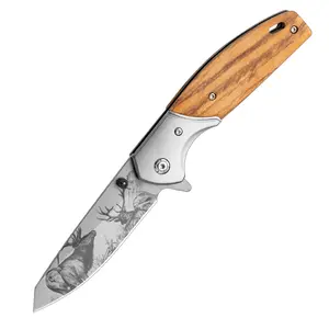 Kitchen fruit knife, pocket knife, solid wood handle, moose art blade design, a beautiful, convenient everyday small knife—great product