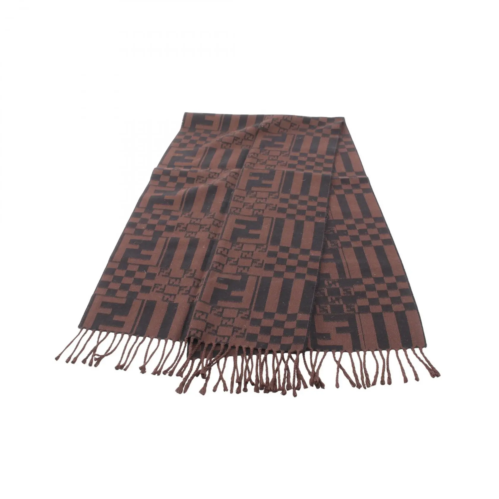 Pre-owned FENDI Wool Small Leather Goods Scarf