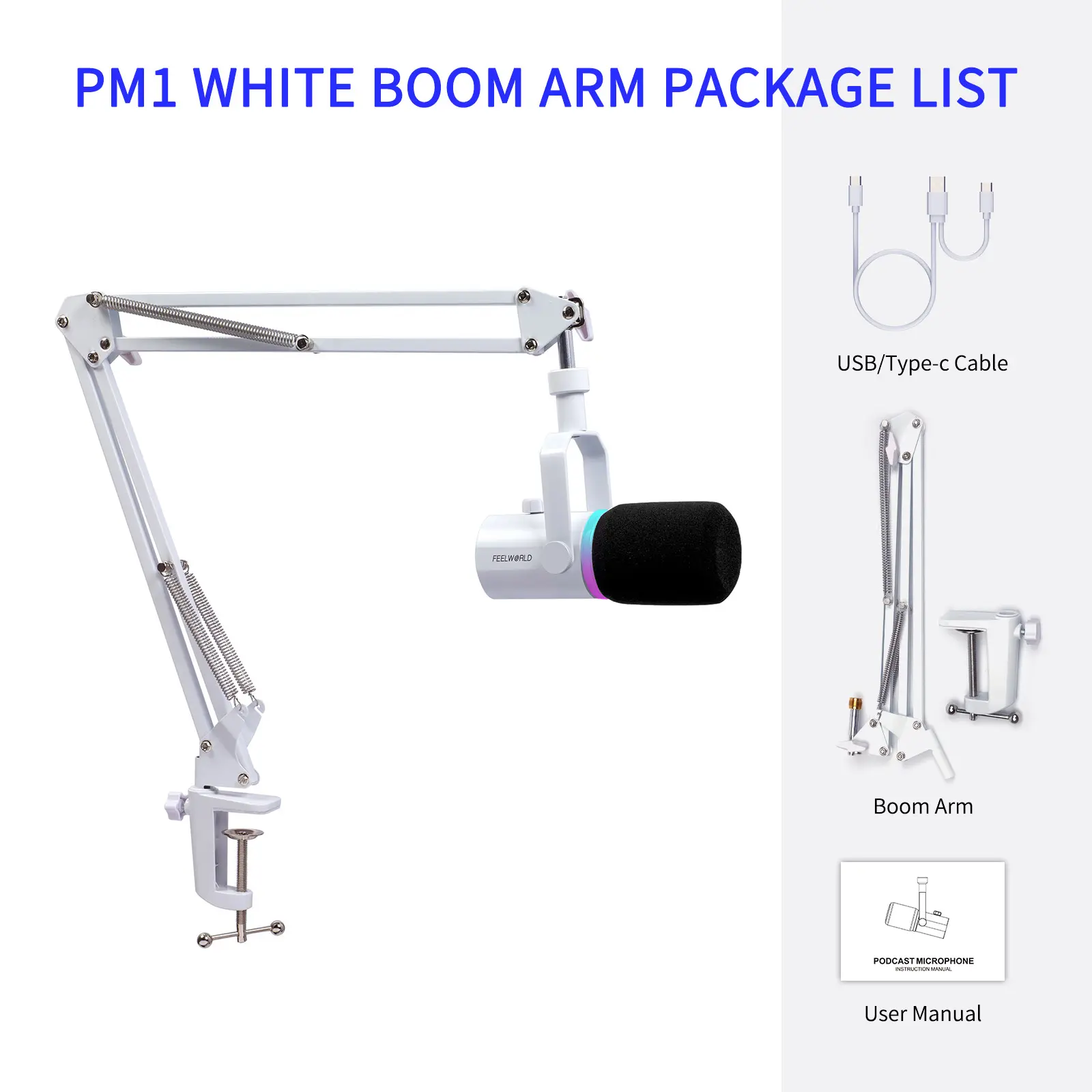 PM1-AS with Boom Arm (White)
