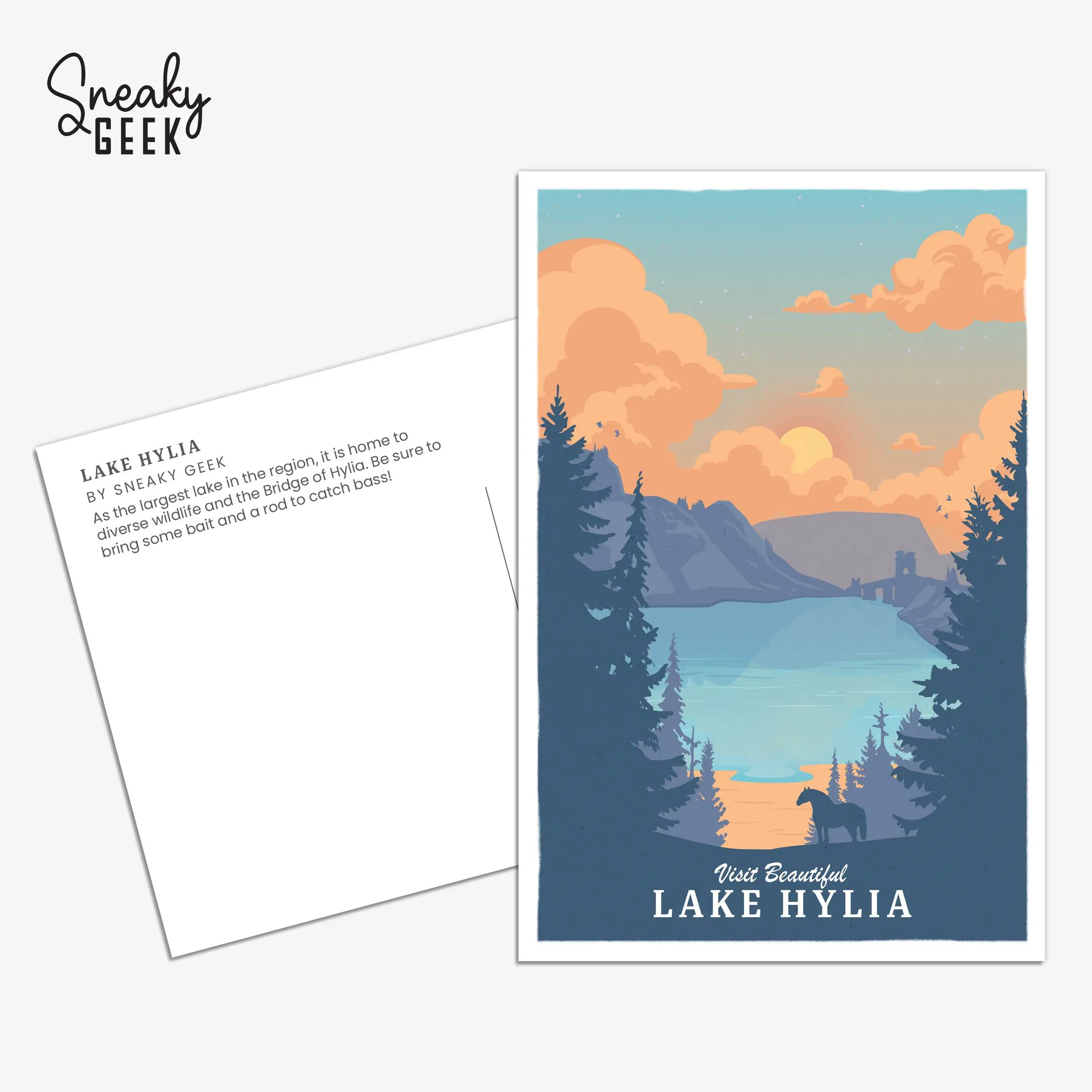 Visit Beautiful Lake Hylia - Zelda Inspired 4x6 Postcard / Print