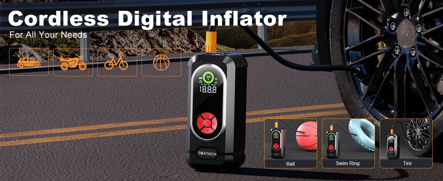 6000A Jump Starter with Air Compressor, Car Battery Jump Starter Portable (10.0 Gas/10.0L Diesel), 150 PSI 12V Car Battery Jump Box with Tire Inflator, Jumper Cables, LED Light, LED Display