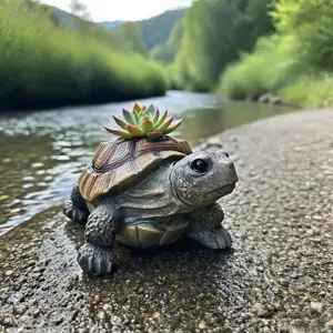 1pc Creative Turtle Resin Planter - Vintage Style Drainage Hole Flower Pot for Succulents & Green Plants, Indoor/Outdoor Horticultural Decor for Balcony, Courtyard, Garden, Turtle Garden Decor, Courtyard Decoration, Unique Turtle Design, Durable Plant Pot