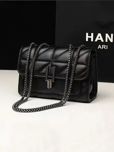25 fall&winter Women's Fashion Chain Strap Quilted Crossbody Bag, 2024 New Style Casual Versatile Shoulder Bag for Daily Used, Trendy All-match Commuter Bag, Crossbody With Chain