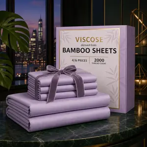 4PCS/6PCS Bamboo Cooling Queen Size Sheet Set - Children Bedding Set, Breathable and Comfortable Fit For Hot Sleepers Sweats, Pillowcases, Flat Fitted A Perfect Gift