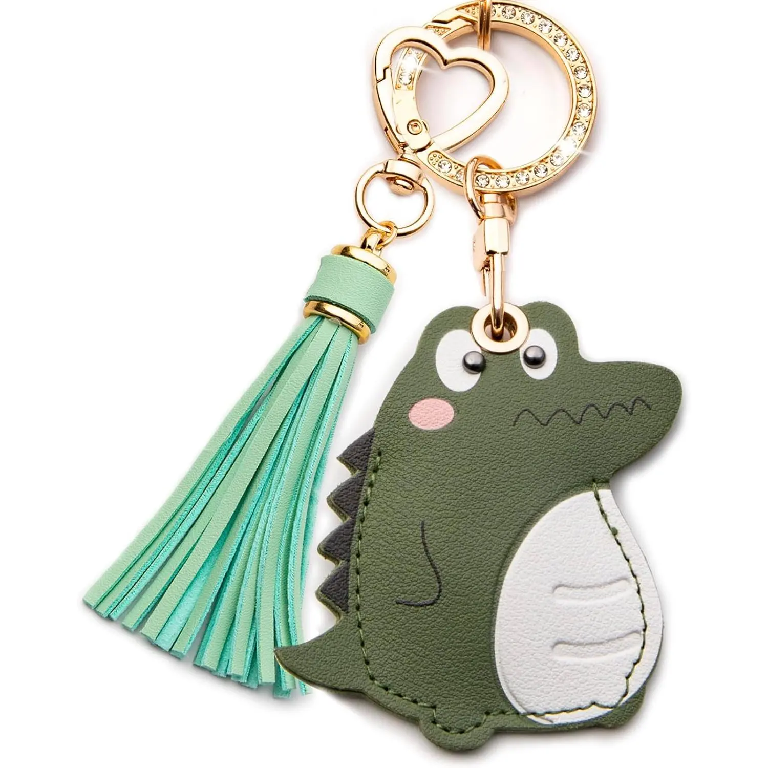 Airtag Keychain Cute Anime Leather Keychain with Bling Keychain Wristlet and Tassel Bag Charm