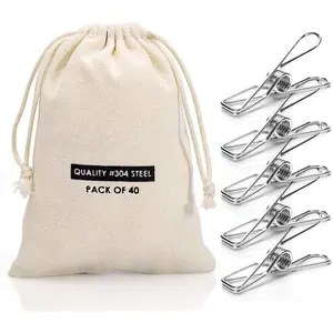 40 Pack Wire Clothes Pins Heavy Duty Outdoor, Stainless Steel ClothesPins for Hanging Clothes, Metal Clothes Pegs, Clothing Clips, Laundry Pins 1.8mm Diameter 6cm Long