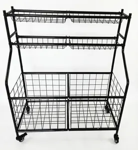 Garvee Rolling Sports Equipment Cart, Ball Storage Organizer with Wheels for Garage, Sports Gear and Toys, Indoor/Outdoor Use