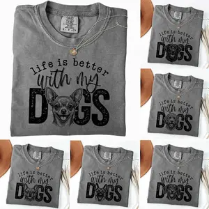 Comfort Colors Life Is Better With My Dogs T-Shirt, 50+ Dog Breeds Graphic Tee, Rottweiler Doberman Bulldog Shirt, Dog Lover Gift, Funny Pet Tee, Casual Everyday Wear - AL