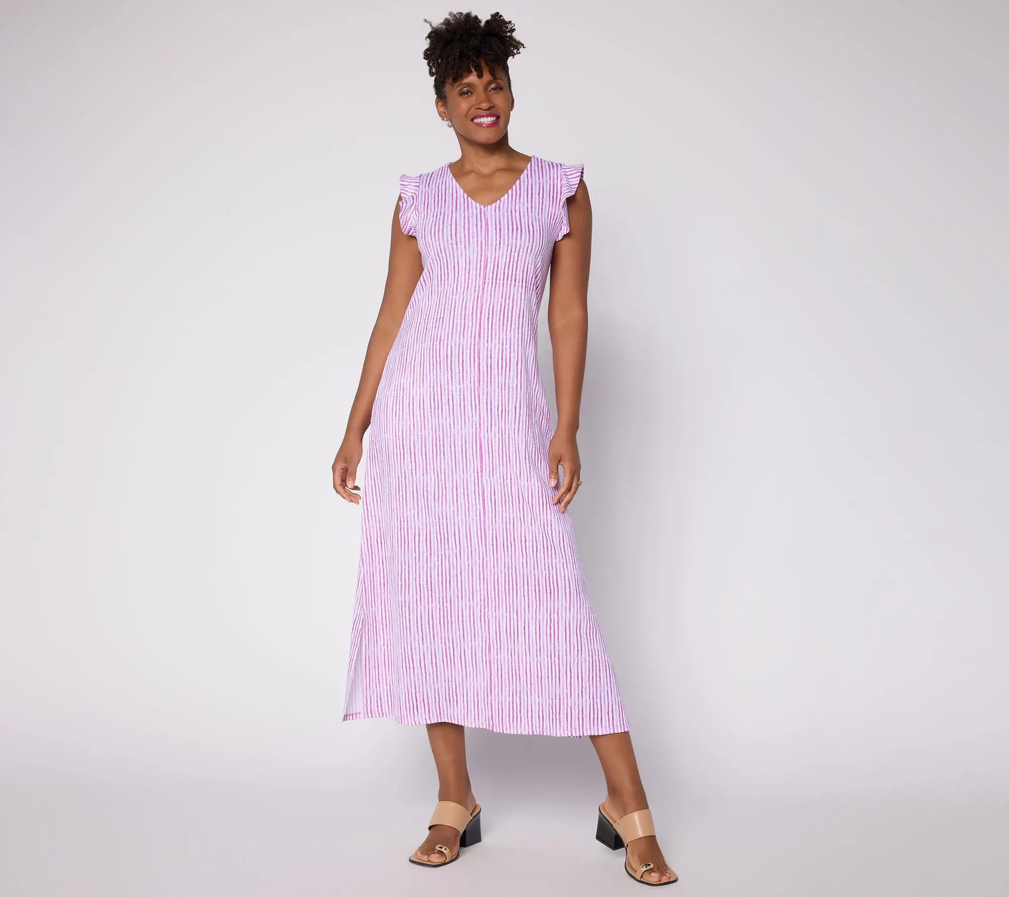 Denim & Co. Petite Cotton Slub Maxi Dress with Pockets
