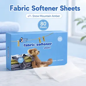 80 Count Dryer Sheets Fabric Softener, Snow Mountain Amber Scent Laundry Sheets, Long Lasting Freshness, Anti Static Dryer Sheets, Softens Clothes, Large 16x23cm