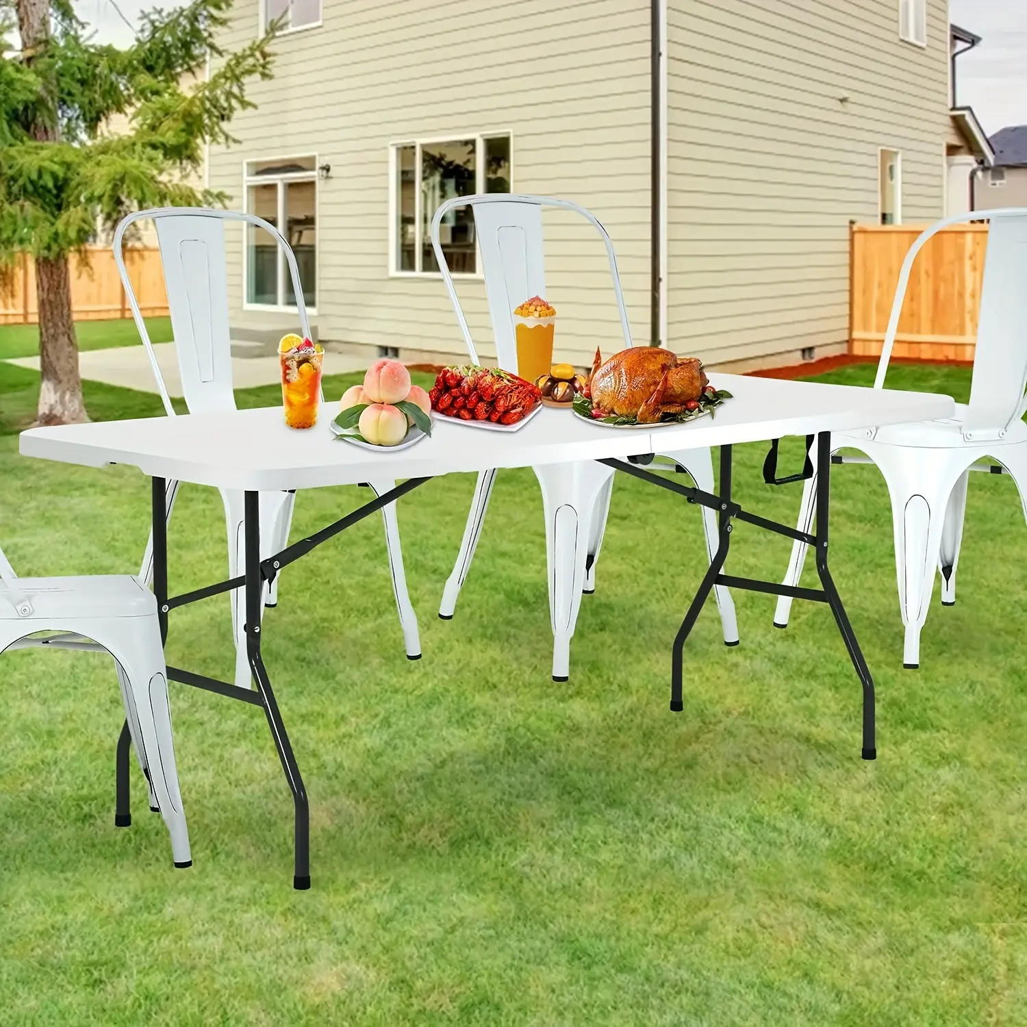 6' Folding Banquet Table Off White