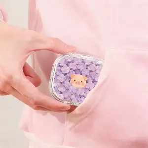 Purple Floral Pig Printed Retainer Box High Value Transparent Denture Case Home Travel Universal Orthodontic Retainer Box Wear Resistant Compression Proof Teeth Storage Case