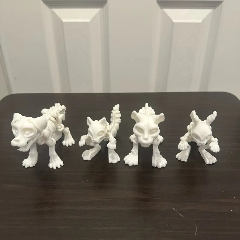 Articulated Skeleton Animals - Dog Bunny Squirrel Cat - Halloween Figurines for Decor and Fidgeting
