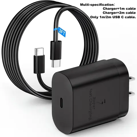 USB C Charger, Smartphone Charger Set, 25W Fast Wall Charger With USB C To Type C Wired Fast Charging Cable,Compatible With Samsung Galaxy S25 S24 S23 S22 S21 S21+/S21 Ultra/S20/S20 Ultra/Note 20 Ultra/Note 10, Fast Charging Kit