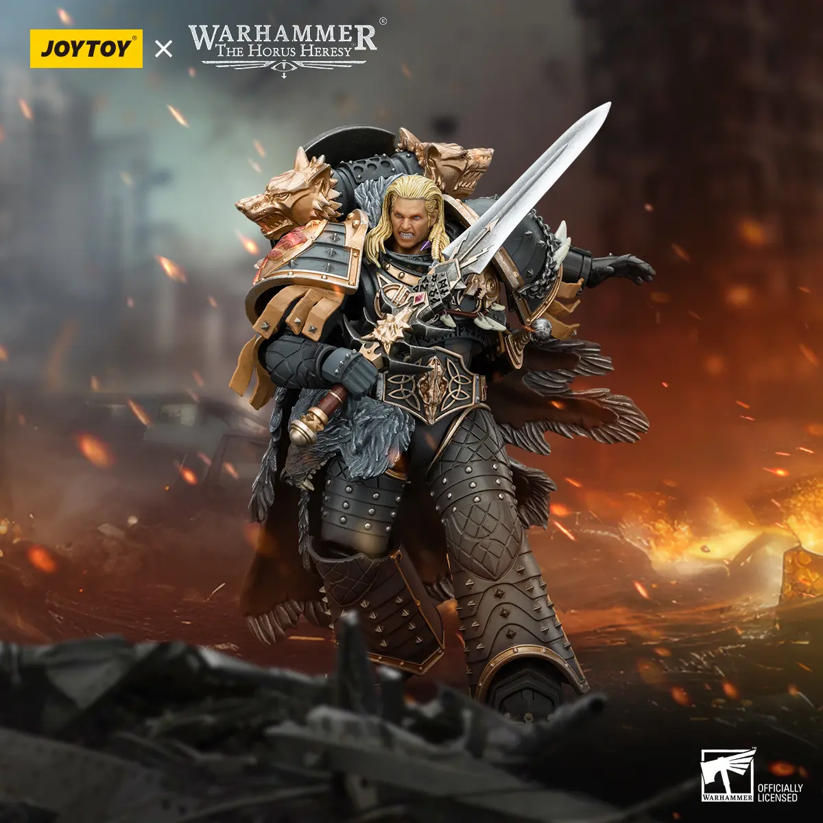 JOYTOY Warhammer 40K Space Wolves Leman Russ Primarch of the VIth Legion 1/18 Limited Edition Action Figure Model Collectible for Display for Back to School, Thanksgiving Gifts, Office Desktop Decoration