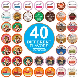 Crazy Cups Flavored Coffee Pods Variety Pack for Keurig K Cups Brewers Assorted Flavored Coffee Sampler 40 Count Featuring 12 Top Brands - Beverage