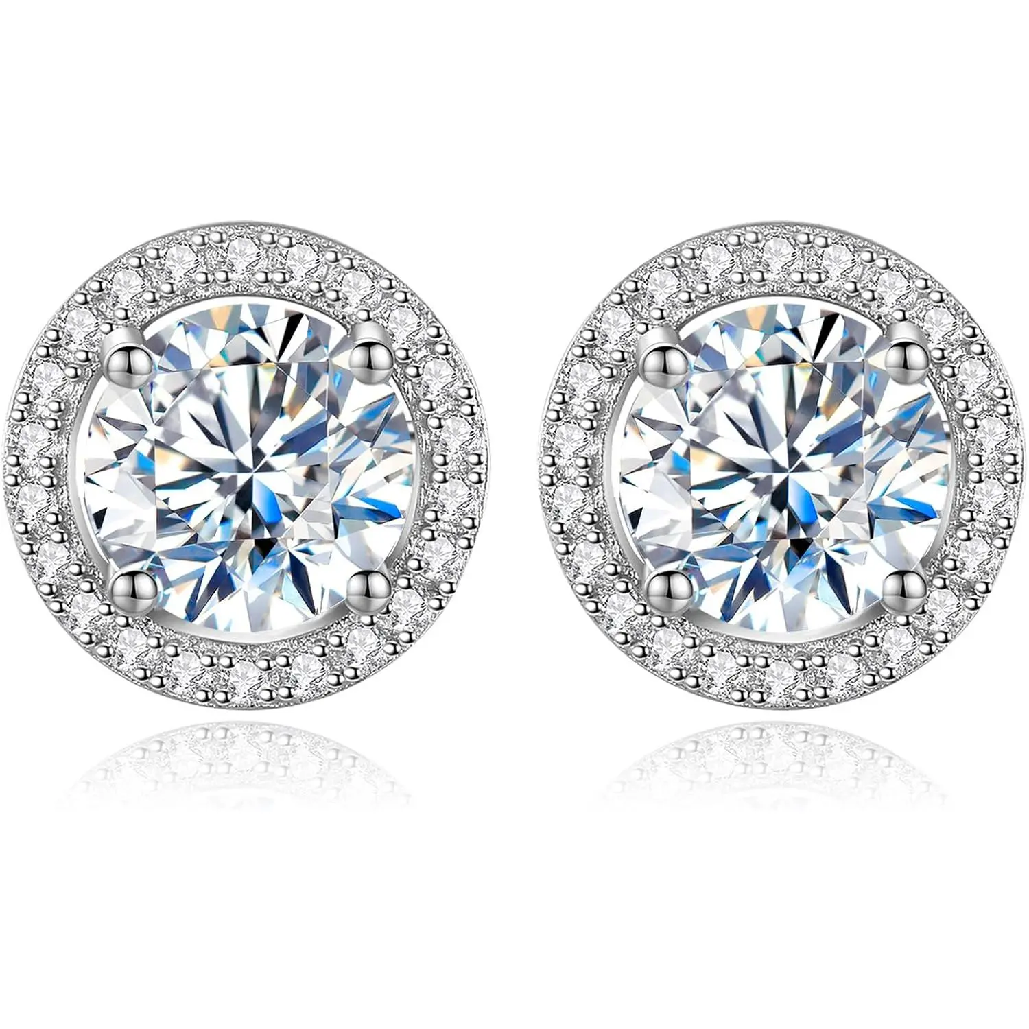 925 silver faux diamond stud earrings, platinum plated earrings. 925 silver faux diamond stud earrings, platinum plated earrings.