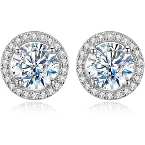 925 silver faux diamond stud earrings, platinum plated earrings.