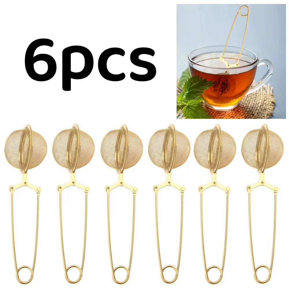 6 pack Gold Mesh Snap Tea Ball Infuser Stainless Steel Tea Filter Fine Mesh Tea Ball Filter Tea Diffusers Steeper