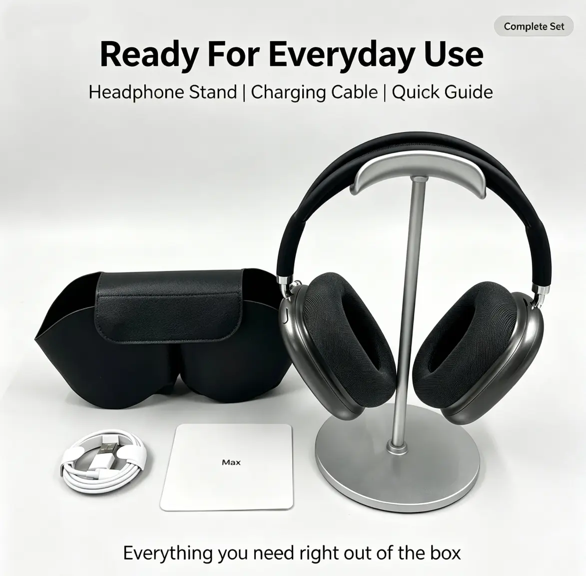 MAXPRO5 High Fidelity Over-Ear Bluetooth Headphones Active Noise Cancelling Magnetic Detachable Ear Cups Ultra Comfort All Day Fit Immersive Studio Sound Complete Travel Bundle With Protective Storage Case & Fast Charging Type-C Cable For Gaming Work