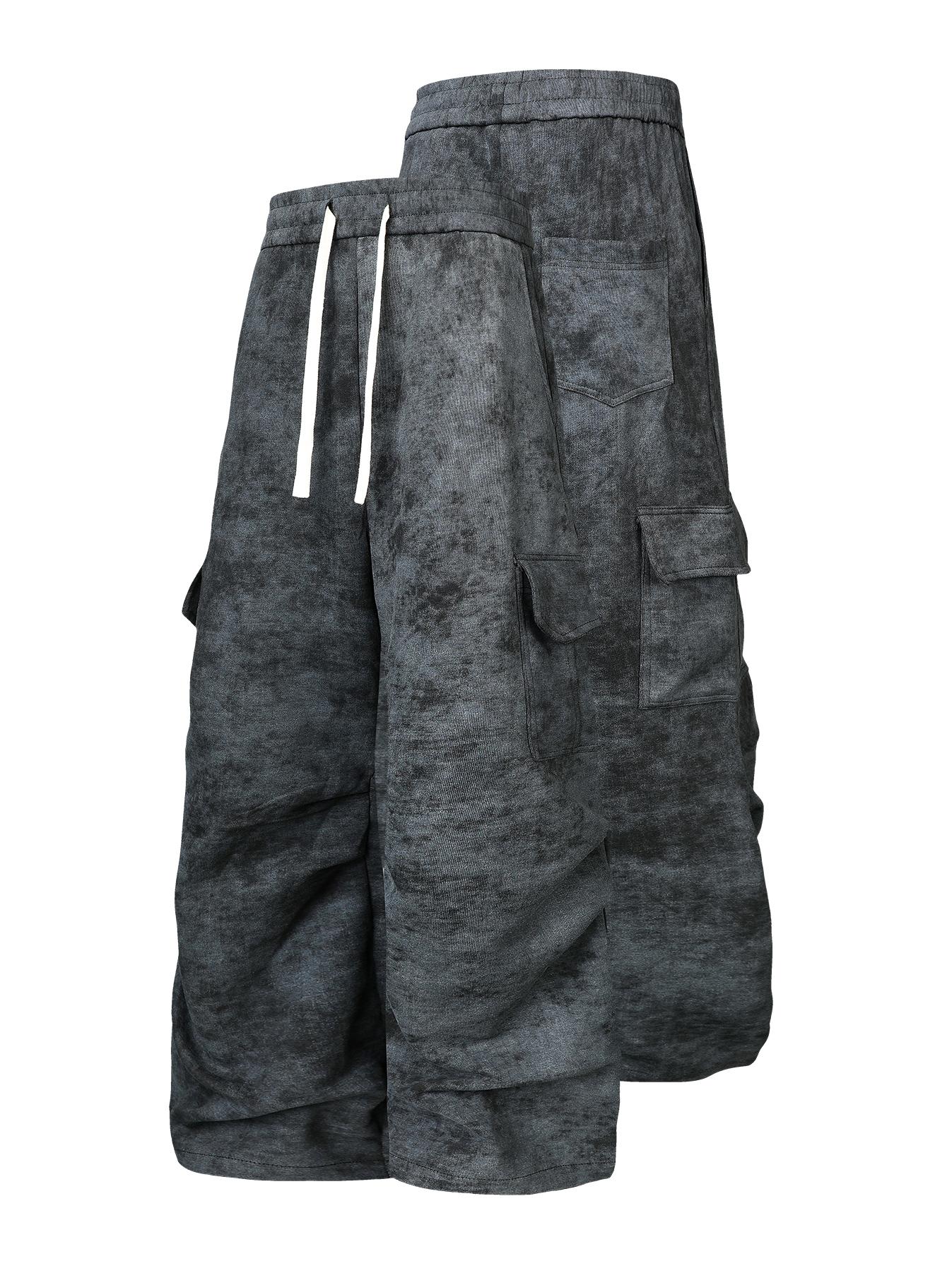 CCCMAI Men's Camouflage Multi-Pocket Cargo Pants Loose Fit Casual Drawstring Trousers for Daily Wear Fashion Athletic Long Pants for Autumn Winter Essential Menswear for Outdoor and Street Style