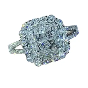 Wholesale 925 Silver Plated Wedding Ring Women Jewelry Simulated White Sapphire Ring 6-10 Fast USA Shipping