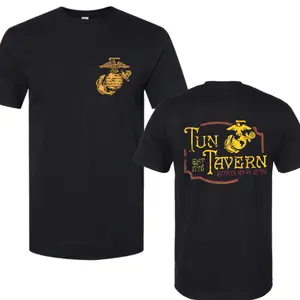 USMC Tun Tavern 1775 T-Shirt, United States Marine Corps Vintage Graphic Tee, Born in a Bar Military Pride Shirt, Patriotic Marine Apparel for Men Women Fans