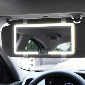 Car Sun Visor Makeup Mirror, LED Touch Screen Adjustable Brightness Auto Interior Makeup HD Mirror, Rechargeable Vanity Mirror,girly car accessories,car stuff Multifunctional Car Led Car Smart Display