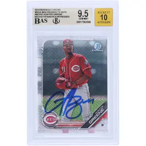 Hunter Greene Cincinnati Reds Autographed 2019 Bowman Chrome Mega Box Prospects Refractor #BCP51 Beckett Fanatics Witnessed Authenticated 9.5/10 Card - Fanatics Authentic Certified