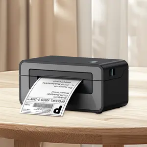 NEW-Wireless Thermal Shipping Label Printer Plus - Multiple Size Compatibility, No Ink or Toner Needed, Auto Detection, Auto Paper Return, Intelligent Self-Test, and Compact Grey Design for Efficient Shipping Operations
