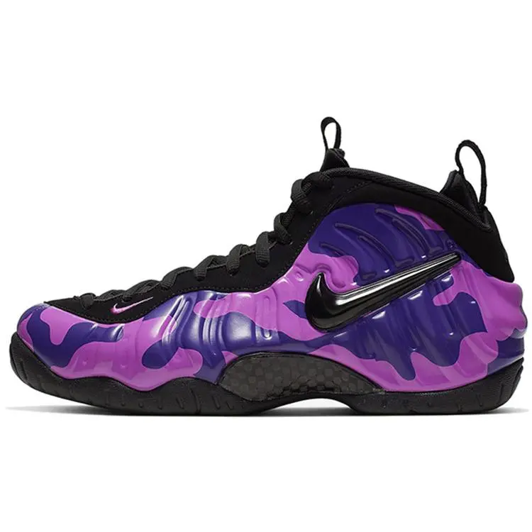 Men's Nike Air Foamposite Pro Low Top Round Toe No Heel Casual Trainers - Camo Print Camouflage 'Purple Camo' Style, 624041-012, All Seasons, Select by Variant