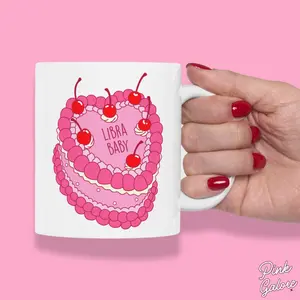 PINK GALORE Libra Baby 11OZ Ceramic Mug for Hot and Cold Iced Drinks | Microwave Safe, Dishwasher Safe | Drinkware for Coffee, Matcha & Tea Lovers | Horoscope Szn Zodiac Mug | Birthday Gift For Her |