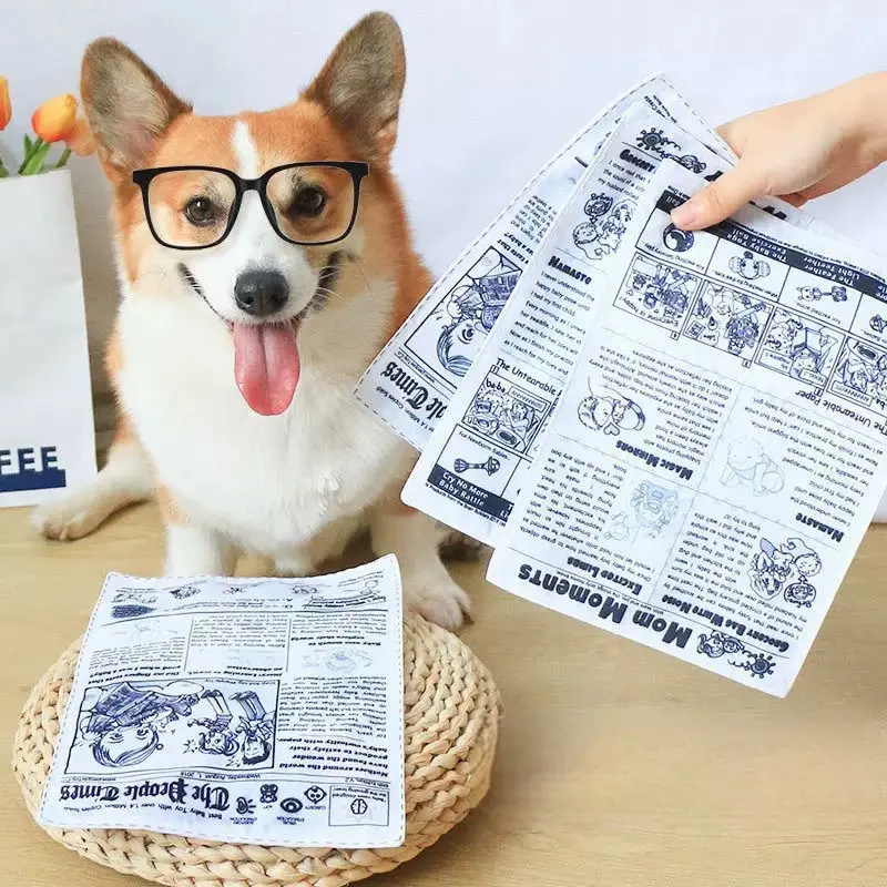 Dog Toy Crinkle & Squeak Newspaper Interactive Fun for Puppies