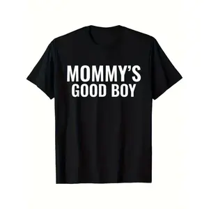 Men'S Retro Mommy'S Good Boy Graphic T-Shirt |  Black with White Print, Soft Breathable, Crew Neck, Loose Fit, All-Season, Funny Gift Idea for Men, street casual look, travel outfit, Memorial Day, Presidents' Day