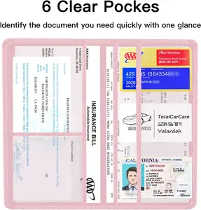 Premium Car Registration and Insurance Card Holder Essential Document Holder for Driver License & Other Essential Documents (Pink) boujee accessories