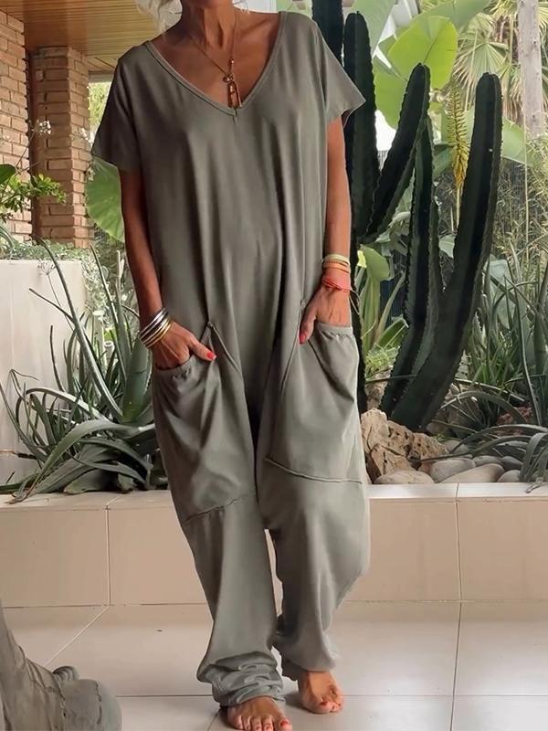 2026 Oversized Women's Harem Jumpsuit, Bohemian Style One-Piece Romper, Casual Fashion With Side Pockets, Spring & Summer Wear.