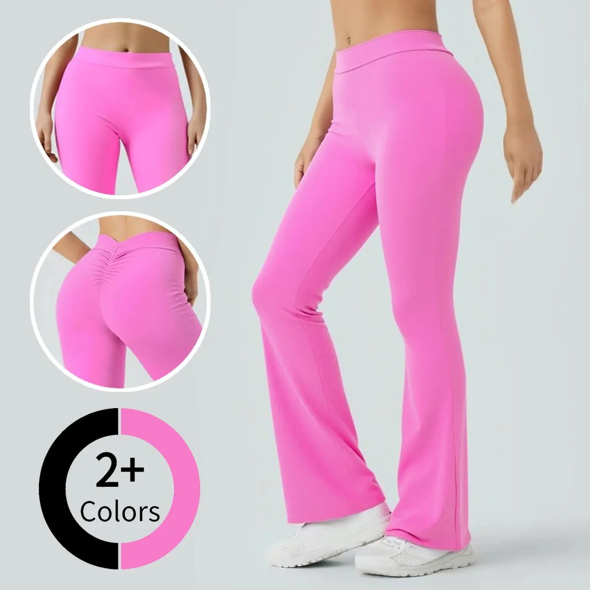 Kabuer Women's V-Back Butt-Lifting Nylon-Elastane Stretchy Flare Leggings - Sports Bottoms for Yoga Outfits, Gym Workouts, V Back Legging, Fitness Trousers, Dynamic Leggings
