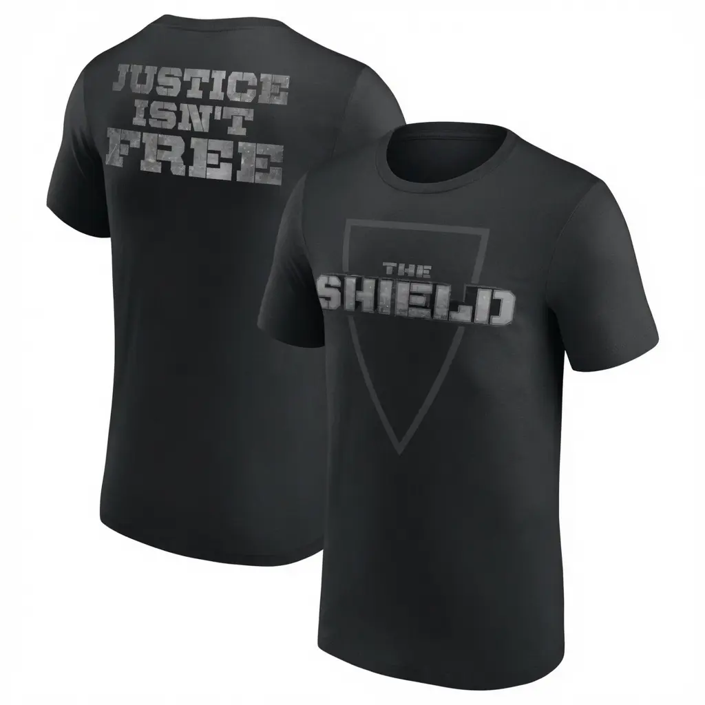 Men's Black The Shield Justice Isn't Free Retro T-Shirt, Fashion Cotton, Full Colors, Full Sizes, For Men, For Women Menswear