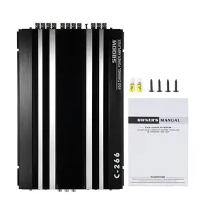 Car Power Amplifier 12V 4 Channel High Power Aluminum Alloy Car Audio Amplifier Black