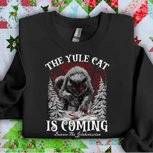 The Yule Cat Is Coming Sweater – Scary Christmas Jumper, Jolakotturinn Nordic Mythology Sweatshirt, hoodie and Tshirt., Classic