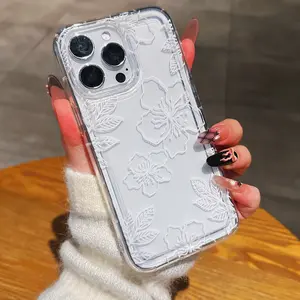 Floral Pattern Durable Fashionable Daily Protection Phone Case, Shockproof Compatible with iPhone 11-17 Pro Max, Valentine's Gift