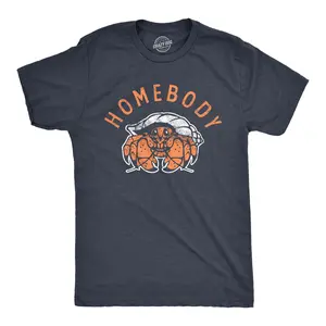 Mens Homebody T Shirt Funny Sarcastic Crab Shell Joke Tee for Guys Mens Funny T Shirts Cool Vintage Fashion T-Shirt Gift Classic Menswear Funny Animal Short Sleeve Novelty Tees for Guys Navy