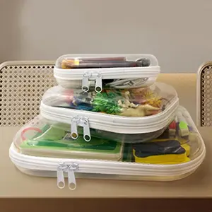 3-Pack Storage Box Set - Large Capacity Zippered Clear Plastic Containers for Skin Care, Clothes, Books & More - Portable & Versatile Organizer