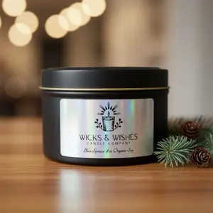 Wicks & Wishes Candle Company Blue Spruce 8 oz Organic Soy Scented Candle for Home Fragrance