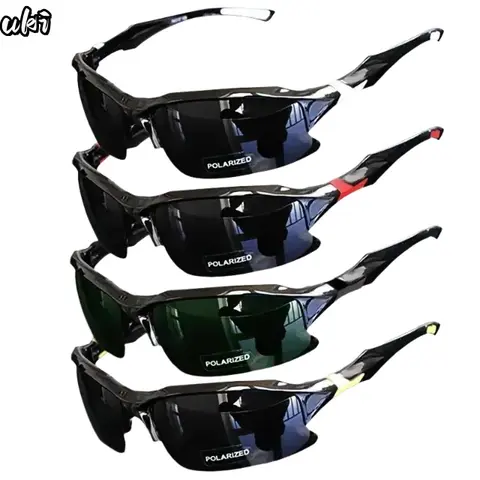 UKI Unisex Lightweight Sports Sunglasses 4-Pack - Plastic Frame, Light & Durable, Polarized, Windproof Outdoor Eyewear for Run-Fishing-Drive, Glare-Free Vision Boost