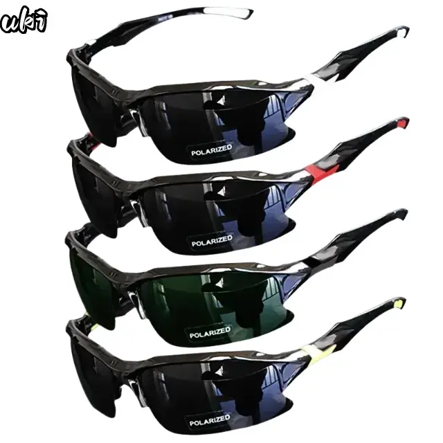UKI Unisex Polarized Sports Sunglasses 4-Pack, Plastic Framewith Polarised Lens, Windproof Outdoor Eyewear for Running,Fishing, Clear Vision & Glare Reduction for Driving