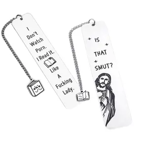 Stainless Steel Bookmark with Tassel, 2 Count Funny Laser Engraving Bookmark, Metal Bookmark for Reading Lovers, Gift for Reading Lovers